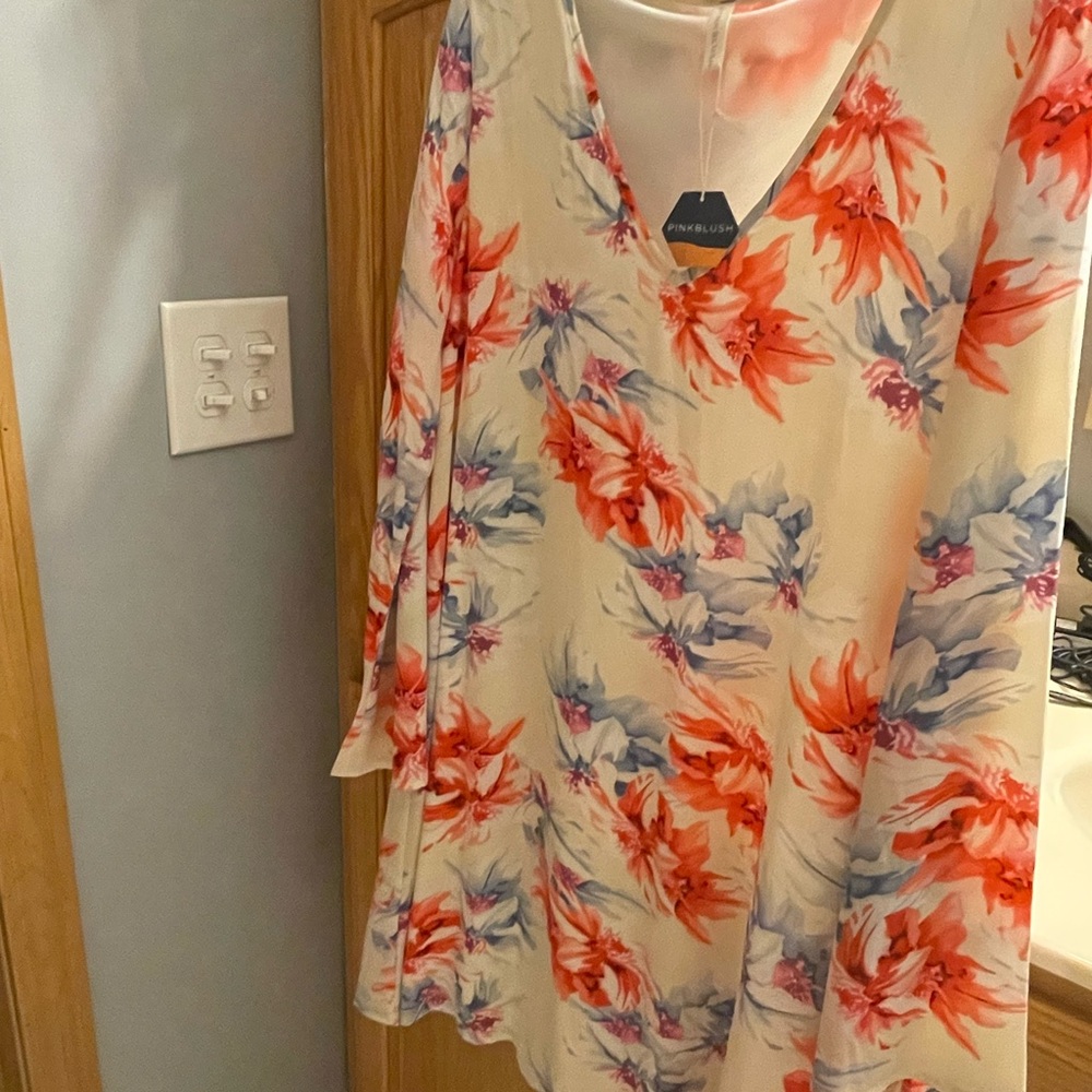 Pinkblush Women's Blouse - Cream with Red and Blue Floral